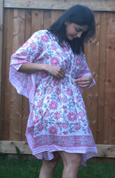 Pink and white floral kaftan